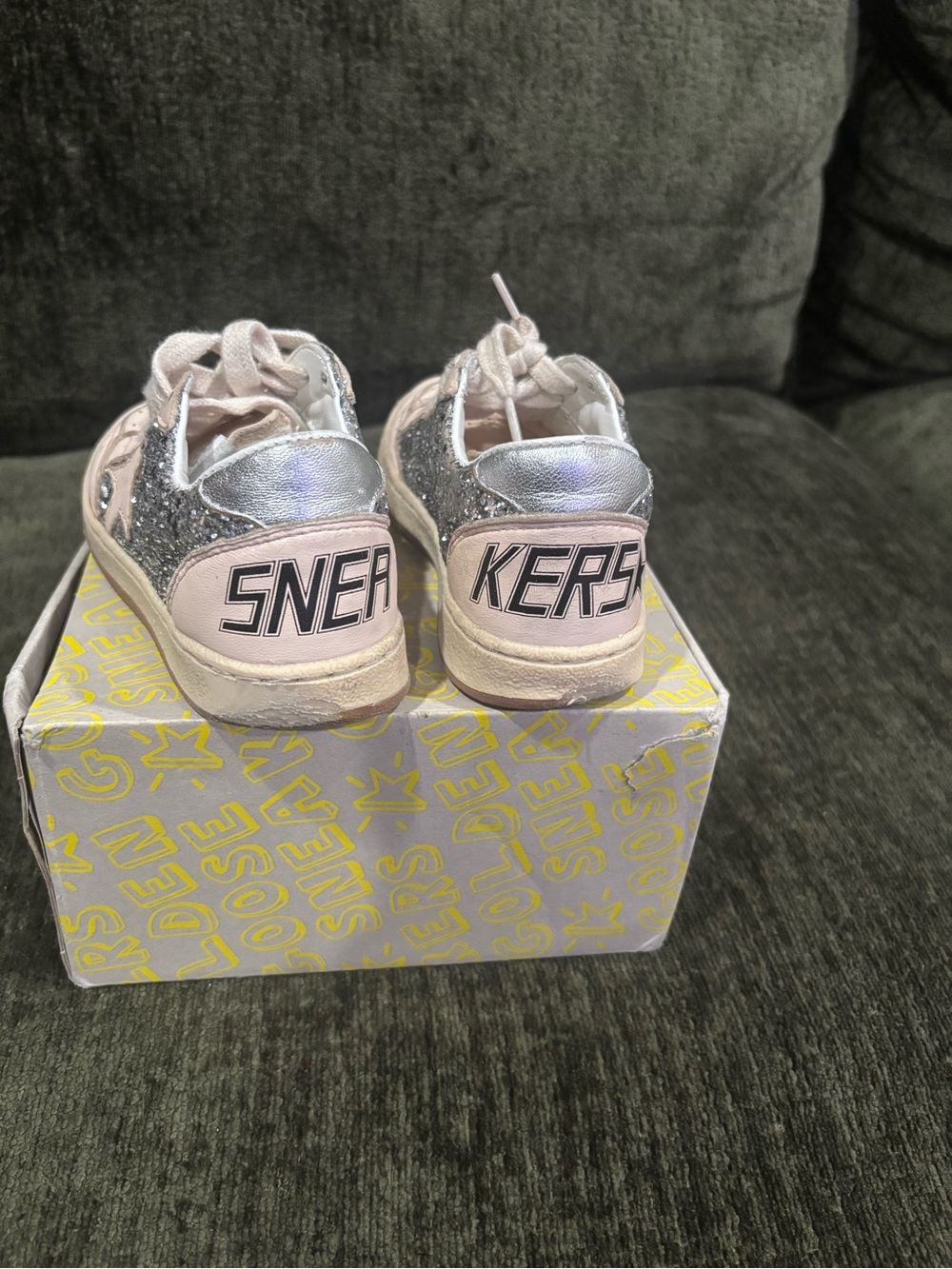 Golden Goose Kids Glitter Sneakers Size 27 /US10 Made in Italy Pink/Silver - Picture 5 of 9